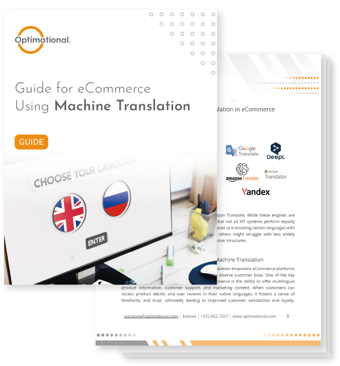 Cover photo of the Guide for e-Commerce using Machine Translation.