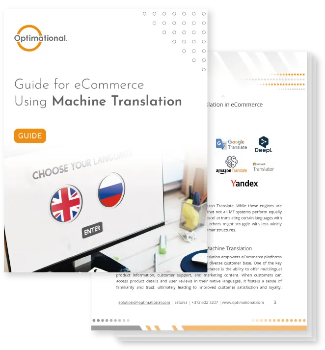 Cover photo of the Guide for e-Commerce using Machine Translation.